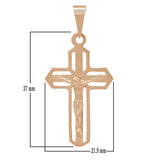 14k Yellow, White or Rose Gold Open Cutwork Artisan-Made Crucifix Pendant
