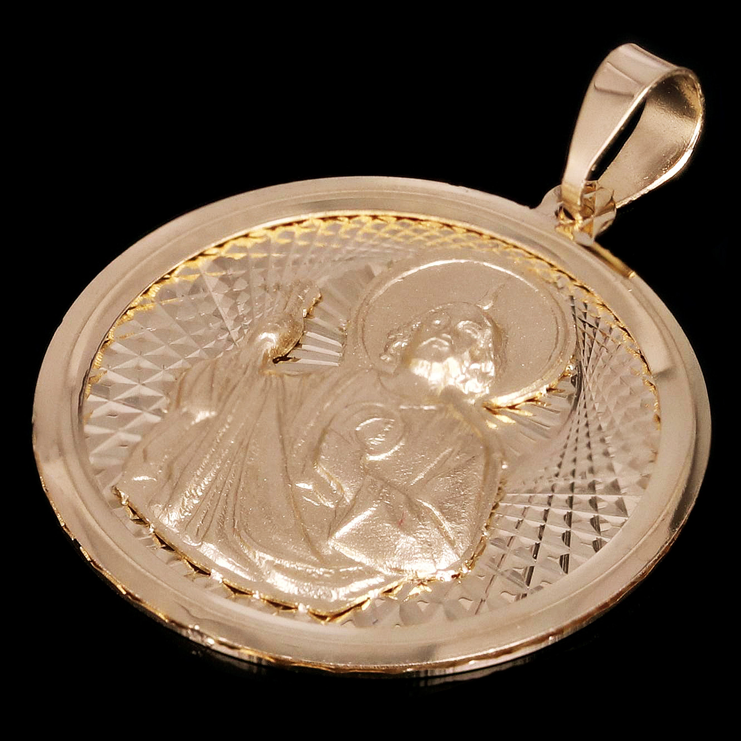 Italian 14k Yellow Gold Saint Jude Medal Charm Pendant 1.1" 2.5 grams - 2.5 grams