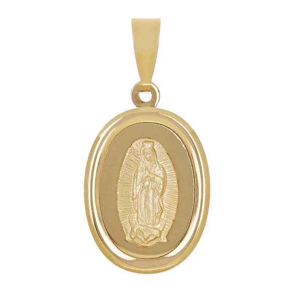 Italian 14k Yellow Gold Our Lady of Guadalupe Virgin Mary Charm Pendant 0.9 gram - Small