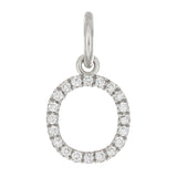 14k White Gold Diamond Initial Letter O Charm Pendant - Letter O,White