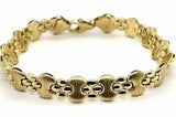14k Yellow Gold Satin Finish Fancy Link Bracelet 7.75" 9.5mm 17 grams