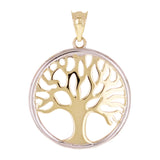 Italian 14k Yellow & White Gold Tree of Life Charm Pendant