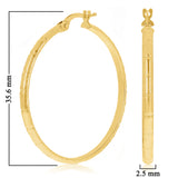 Italian 14k Yellow Gold Hollow Bamboo Round Hoop Earrings 1.4" 2.5mm 2 grams