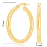 Italian 14k Yellow Gold High Polish 3mm 1" Diameter Round Hoop Earrings 2.1grams