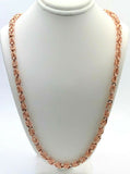 14k Rose Gold Handmade Turkish Link Chain Necklace 22" 5mm 41.5 grams - Rose,22"