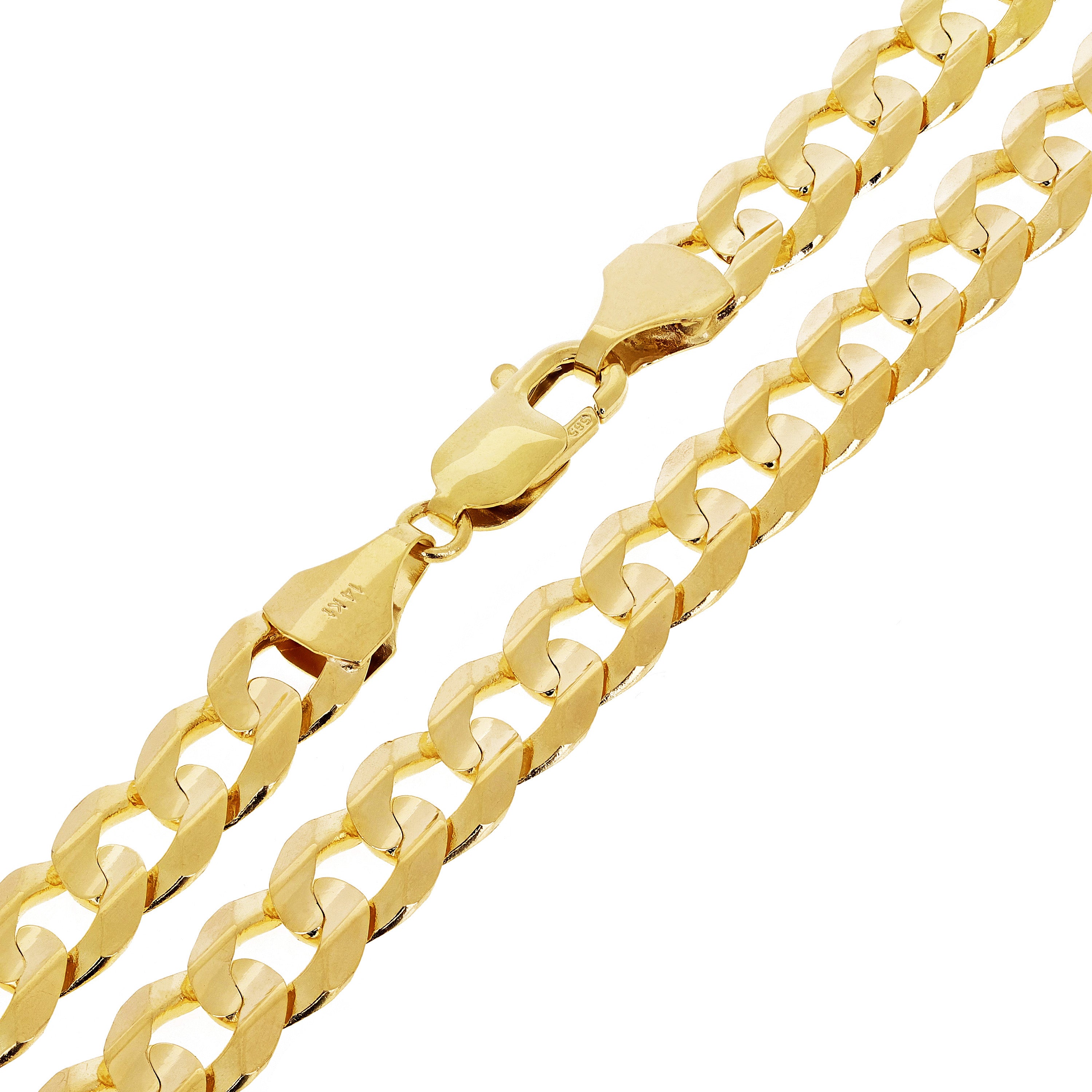 Italian 14k Yellow Gold Solid Concave Curb Cuban Chain Necklace 20" 9mm 45.5gram - Yellow,20" 45.5 grams