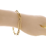 Italian 14k Yellow Gold Hollow Paper Clip Link  Bracelet 7.5" 6.7mm 3.3 grams