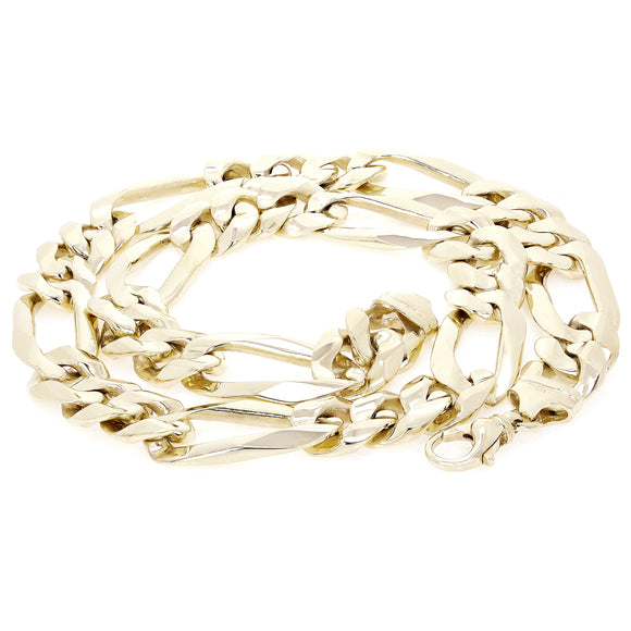 Men's 10k Yellow Gold Figaro Chain Necklace Solid Heavy Link 24