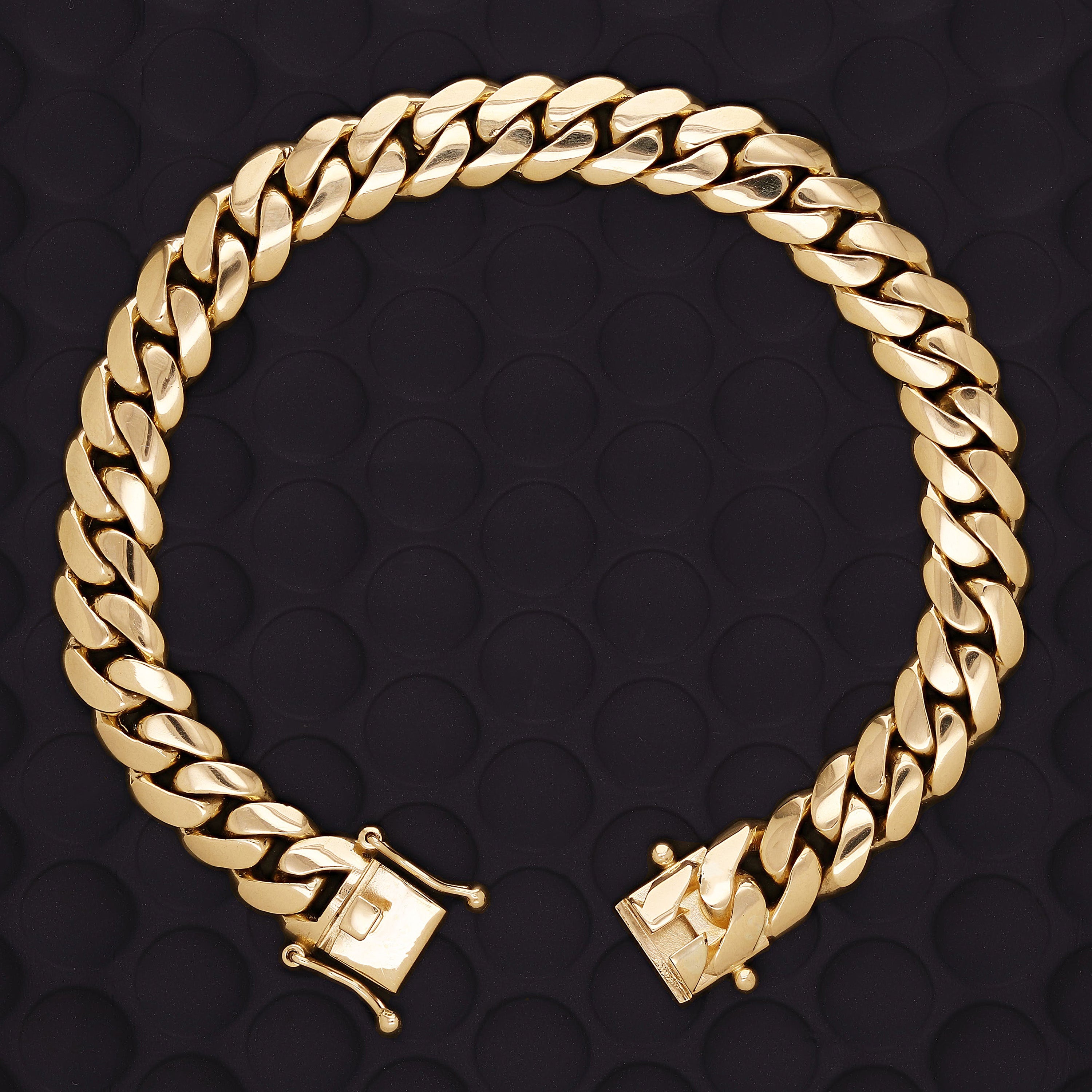 14k Yellow Gold Solid Miami Cuban Link Chain Bracelet 7" 9mm 44.6 grams - 7" 44.6 grams