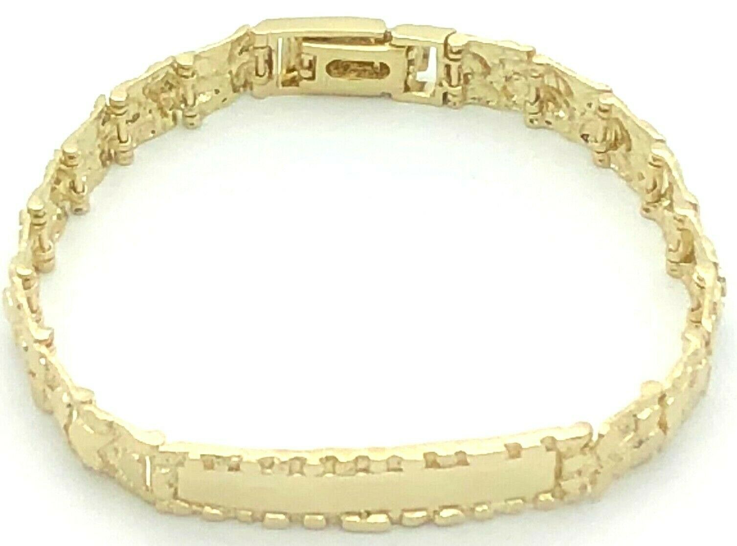 14k Yellow Gold Nugget ID Bracelet 8" 10mm 25.5 grams
