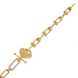 Italian 14k Yellow Gold LOVE Heart & U Shape Hardwear Link Bracelet 7.5" - 7.5" 8.7 grams