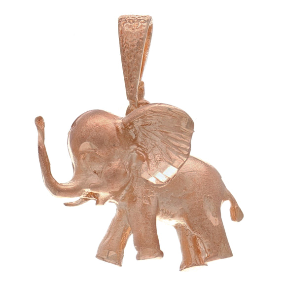 14k Rose Gold High Polished 3D Good Luck Charm Elephant Pendant 3.8 grams - Rose