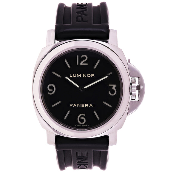 Panerai Men's Luminor Base Acciaio Manual Wind Black Rubber Strap