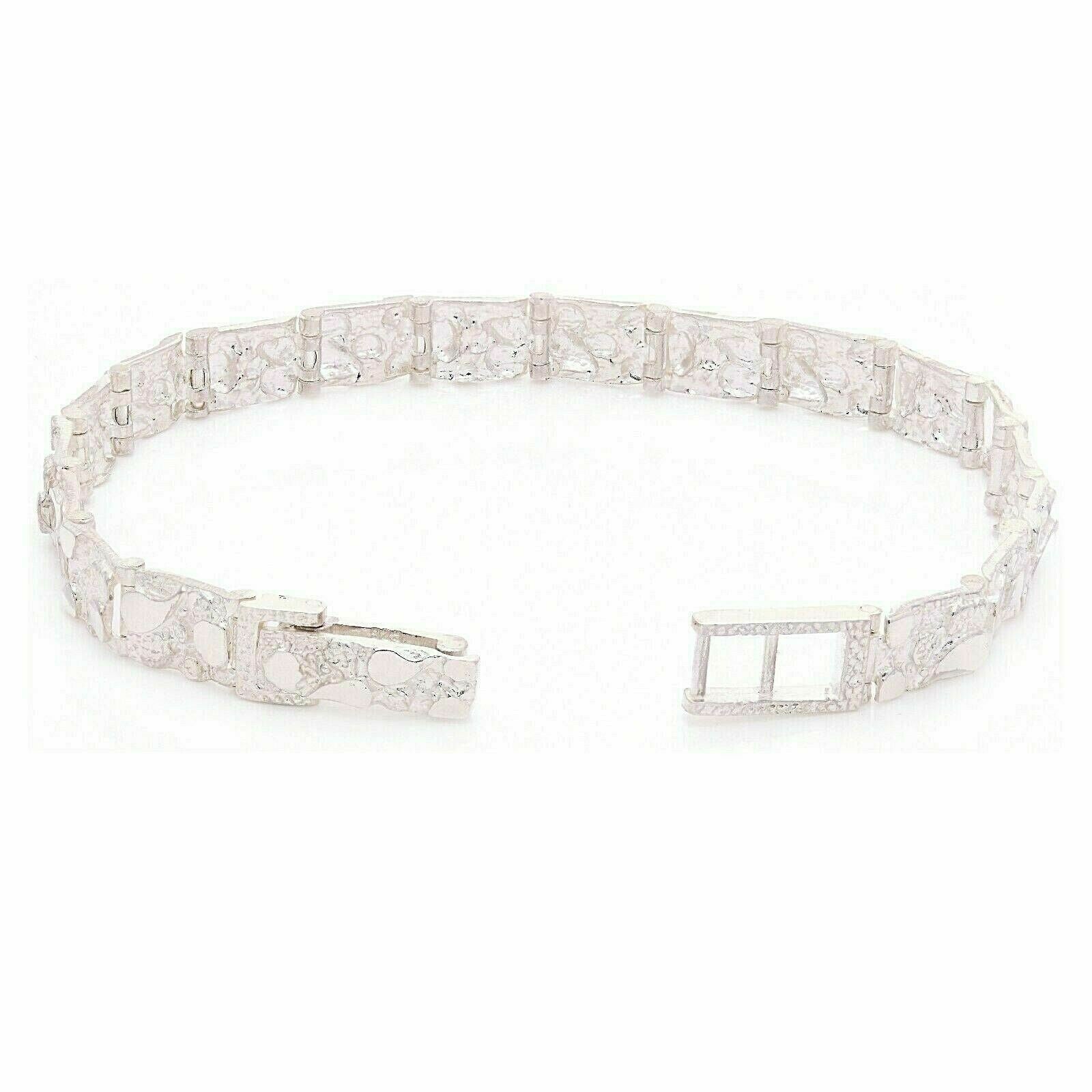 925 Sterling Silver Solid Nugget Bracelet Adjustable 7"-7.25 6.75mm 12.3 grams