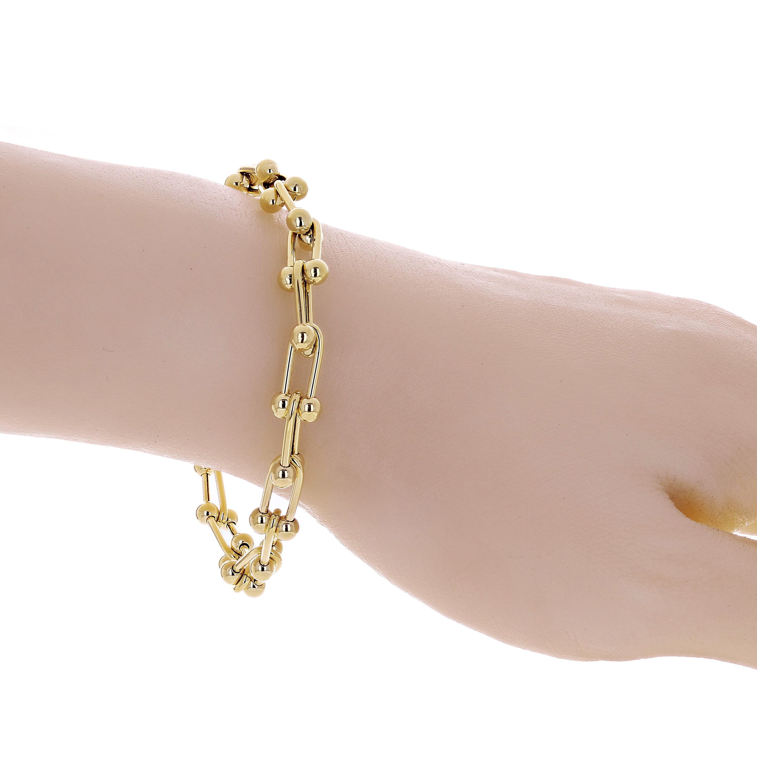 Italian 14k Yellow Gold Semi-Solid U-Link Chain Bracelet 7" 8mm 7.3 grams - Yellow 7" 8mm 7.3 grams