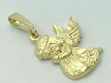 10k Yellow Gold Diamond Cut Praying Little Angel Charm Pendant 1.1" 1.6 grams