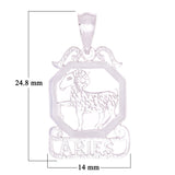14k White Gold  Diamond Zodiac Sign Aries Pendant - Aries,White