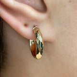 Italian 14k Yellow Gold Polished Faceted Hollow Small Hoop Earrings