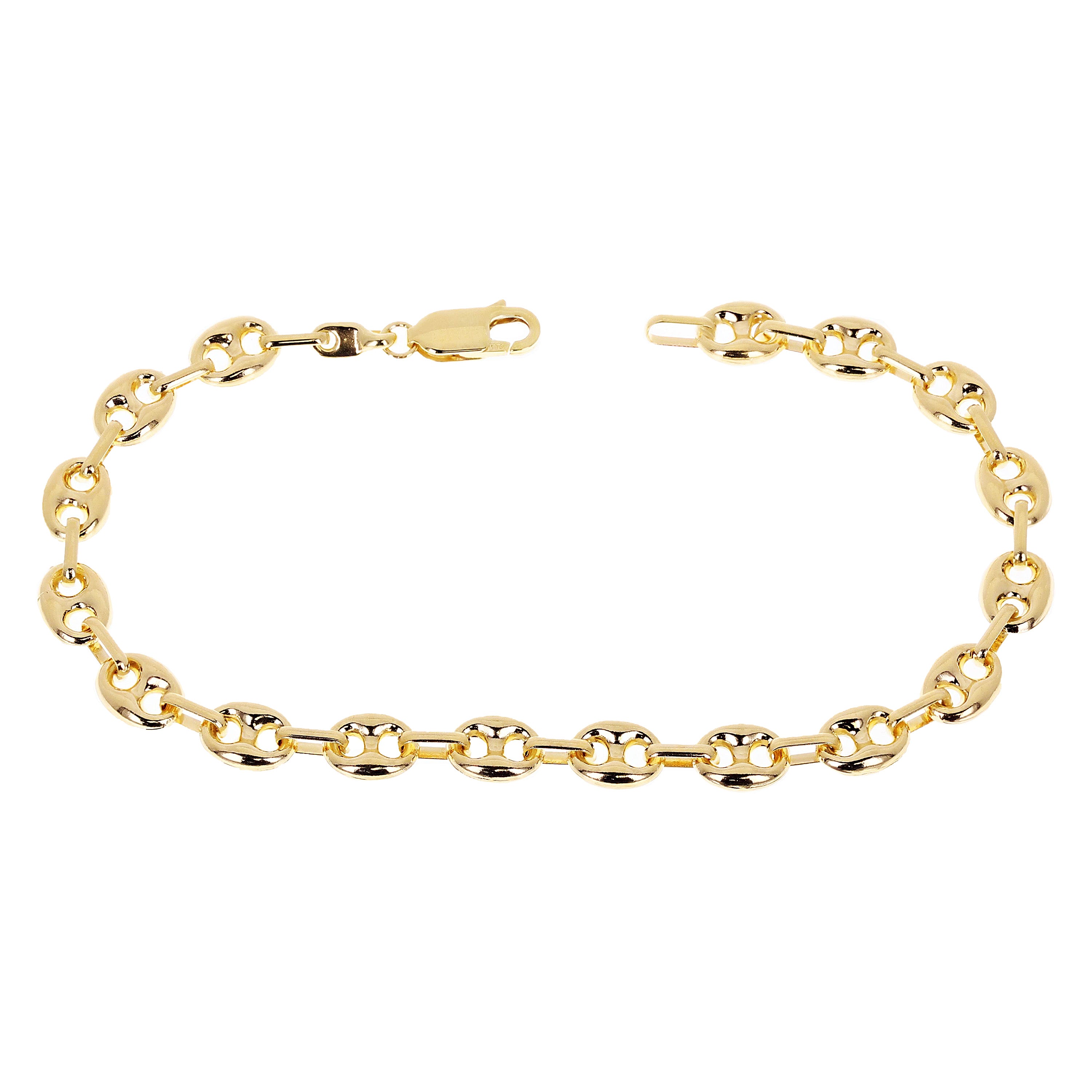 Italian 14k Yellow Gold Fancy 3D Hollow Puff Gucci Link Bracelet 8" 6.3mm 6.3g - 8" 6.3mm