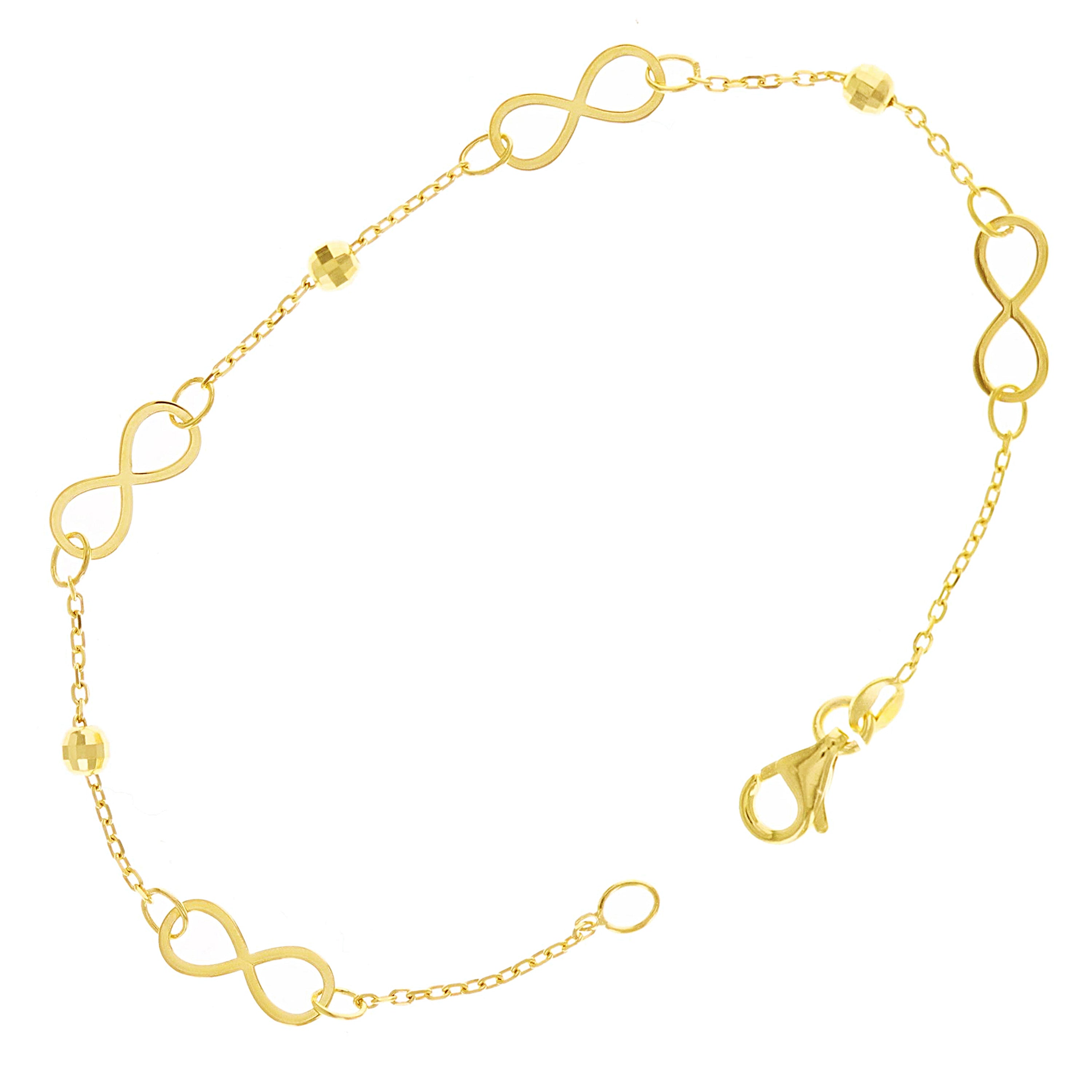 Italian 14k Yellow Gold Ball Bead Infinity Link Anchor Bracelet 6.25" 4.5 grams