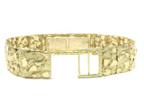 Men's 10k Yellow Gold Nugget ID Bracelet Adjustable 7.75" 18.9mm 49.7 grams