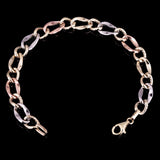 Italian 14k Tri Color Gold Hollow Twisted Oval Link  Bracelet 7.5" 8mm 5.8 grams