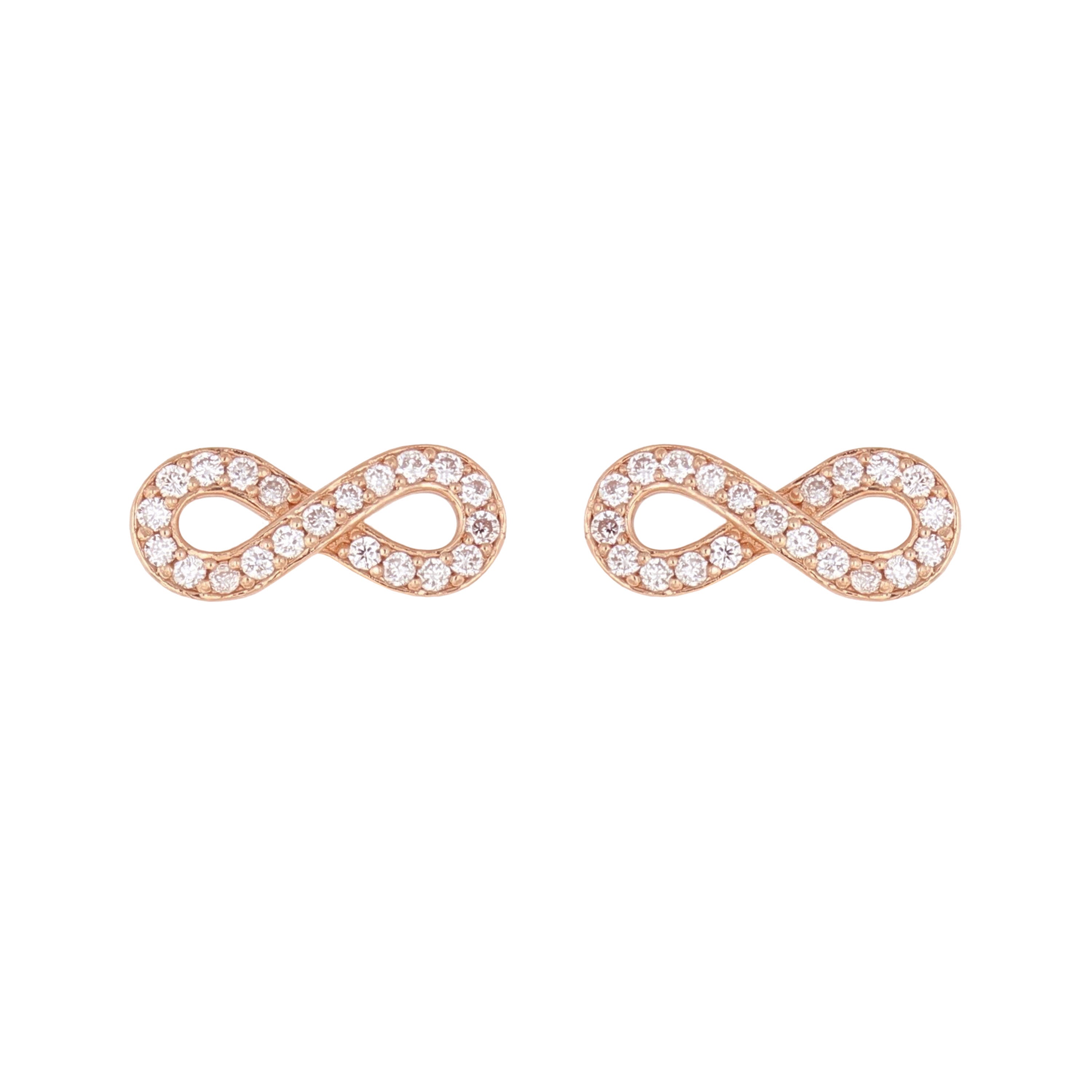 14k Rose Gold 0.30ctw Diamond Infinity Symbol Stud Earrings
