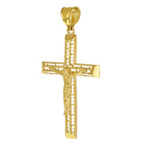 14k Yellow Gold 3D Jesus Christ Crucifix Cross Pendant 2" 2.7 grams