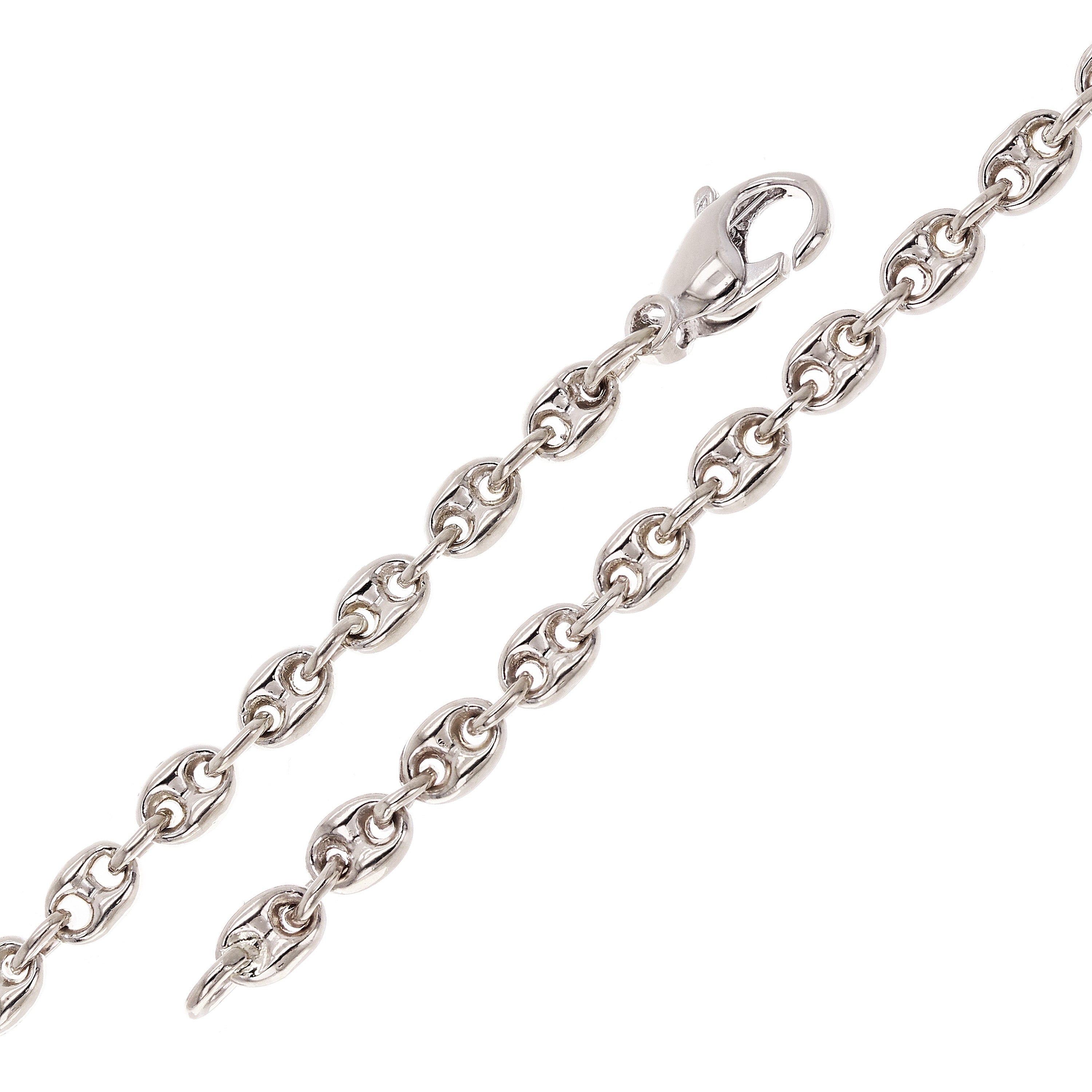 14k White Gold Handmade Gucci Mariner Link Bracelet 7" 4.9mm 10.9 grams - White,7"