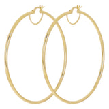 Italian 14k Yellow Gold High Polished Round Hoop Earrings 2.5" 2mm 3.3 grams