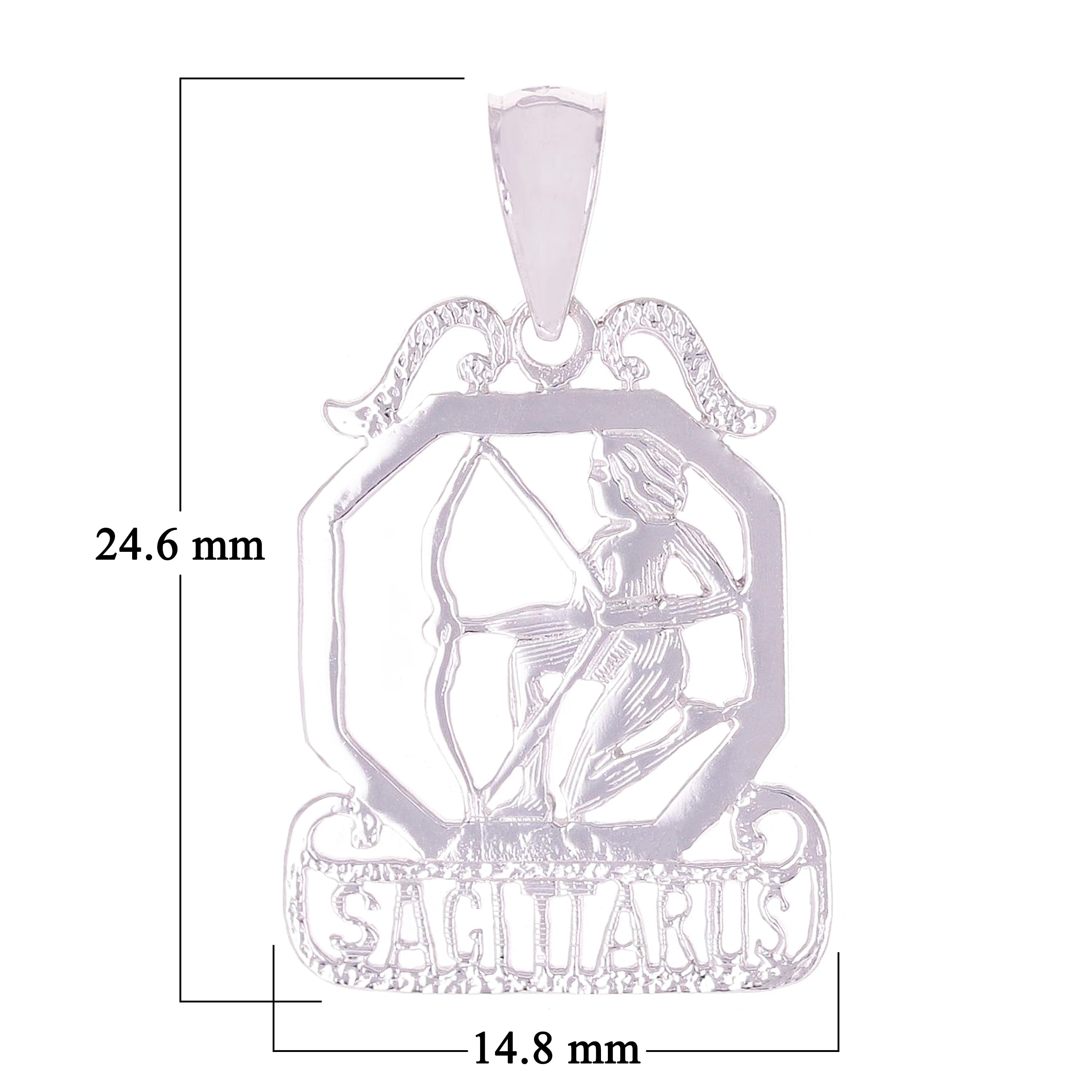 14k White Gold  Diamond Zodiac Sign Sagittarius Pendant - Sagittarius,White