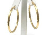 14k Yellow Gold Hollow Diamond Cut Hoop Loop Round Earrings 1.75" 3.1mm 4 grams