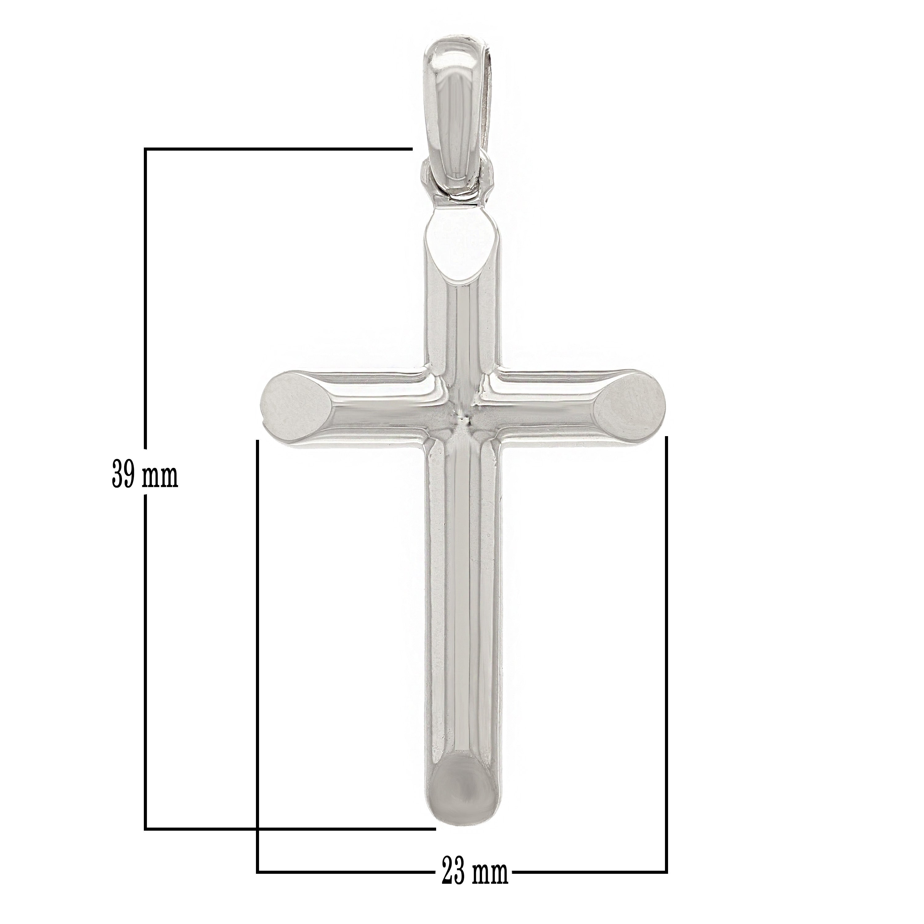 10k White Gold Solid High Polished Cross Religious Charm Pendant 1.8" 6.9 grams - White