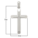 10k White Gold Solid High Polished Cross Religious Charm Pendant 1.8" 6.9 grams - White