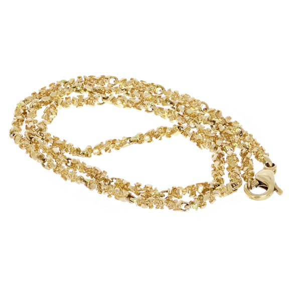 14k Yellow Gold Solid Nugget Link Necklace 18
