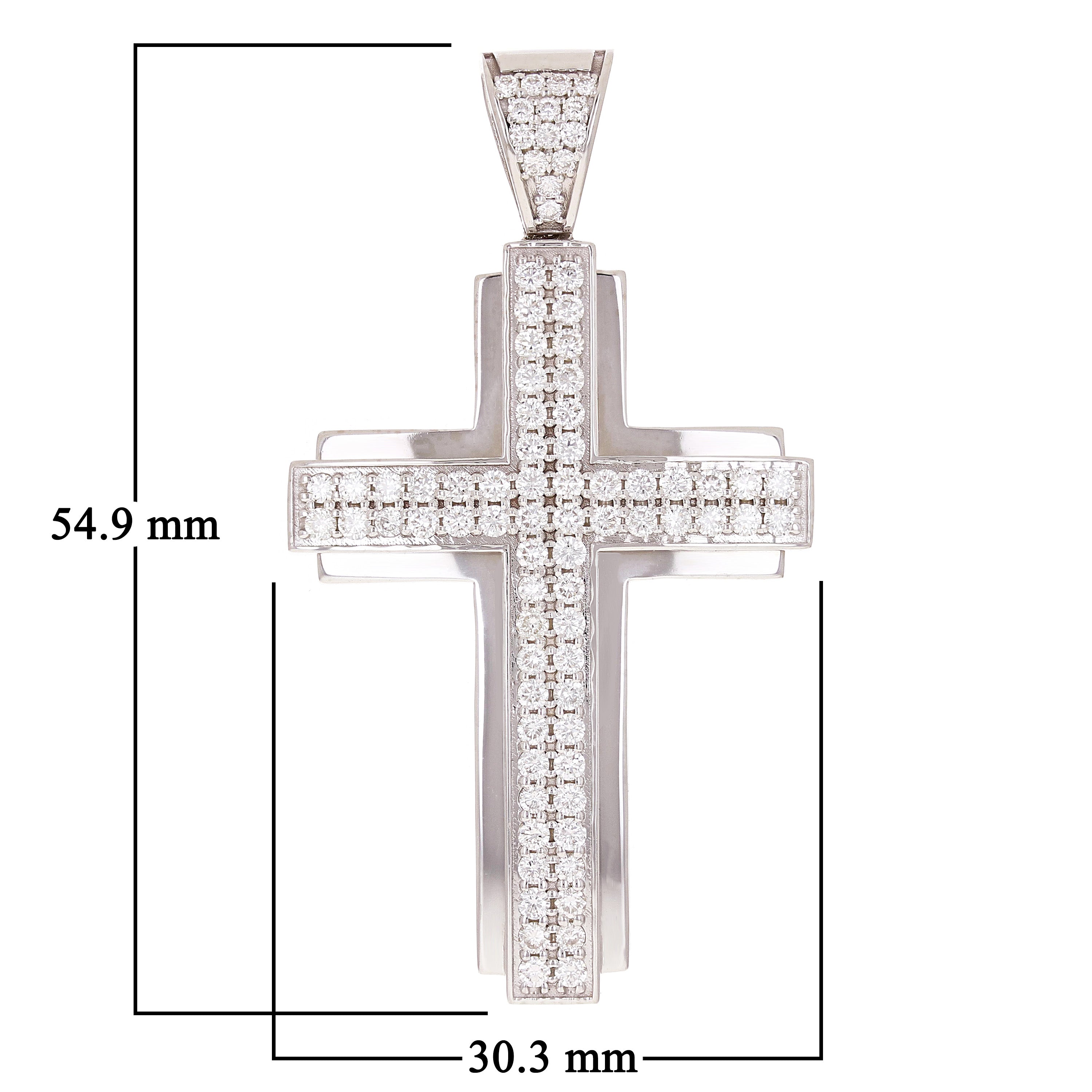 14k White Gold 1.76ctw Diamond Cross Pendant 2.2" 13.8 grams