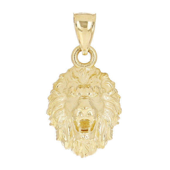 10k Yellow Gold 3D Lion Head Charm Pendant 1.1