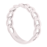 14k White Gold Cuban Link Ring Chain Stackable Ring Band Size 9 3.8 grams - White