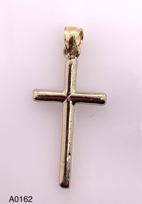 14k Yellow Gold Solid Plain High Polish Cross Religious Charm Pendant 0.9gram