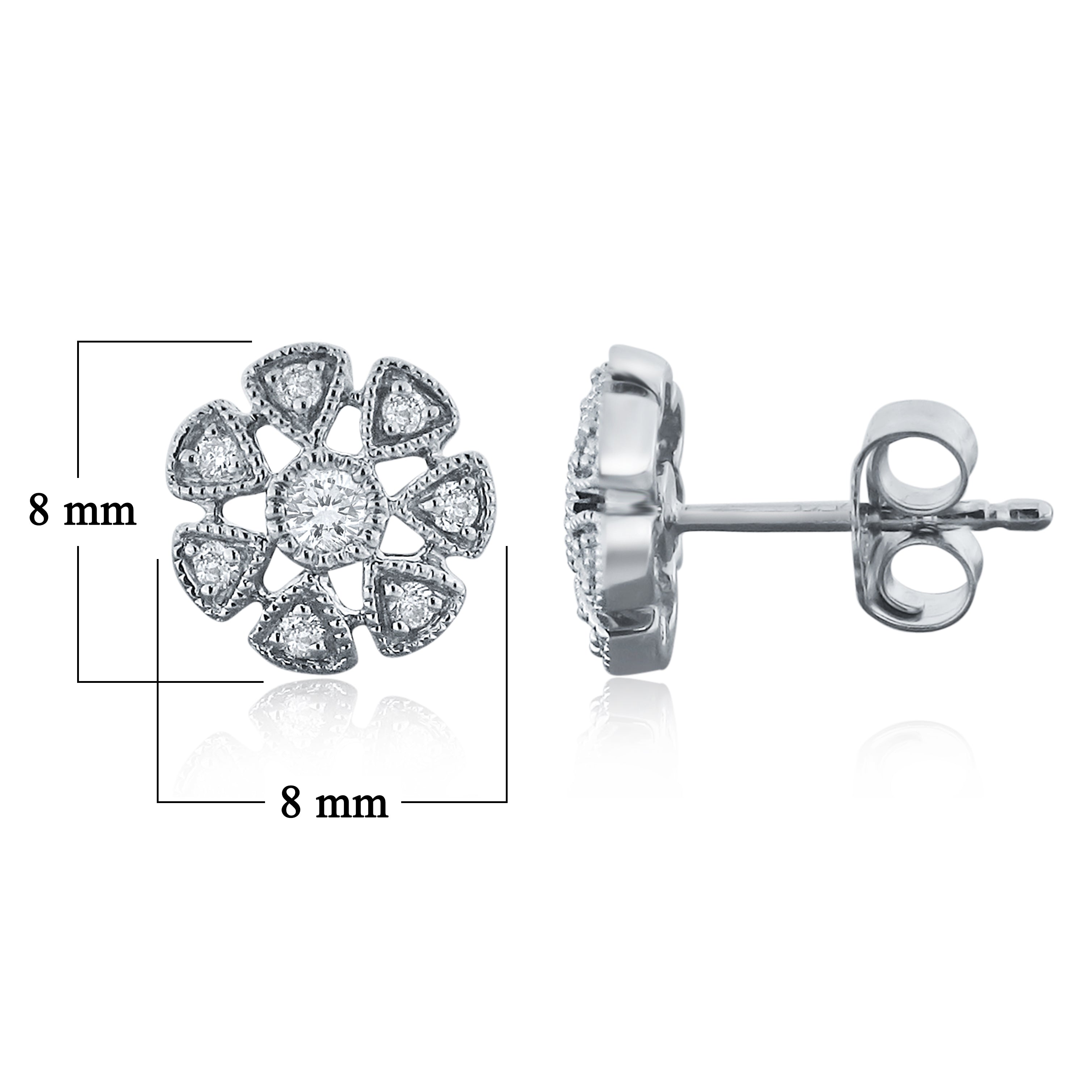 14k White Gold Flower Stud Earrings