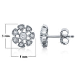 14k White Gold Flower Stud Earrings