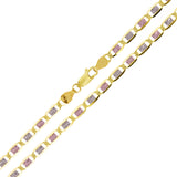 Italian 14k Tri-Color Gold Diamond Cut Valentino Chain Necklace 18" 4mm 10.2 grams - 18" 10.2 grams