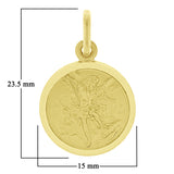 Italian 14k Yellow Gold Saint Michael Medal Charm Pendant 23.5mm x 15mm 2.2grams