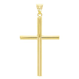 Italian 14k Yellow Gold Hollow Polished Plain Cross Charm Pendant 1.5" 1.2 grams