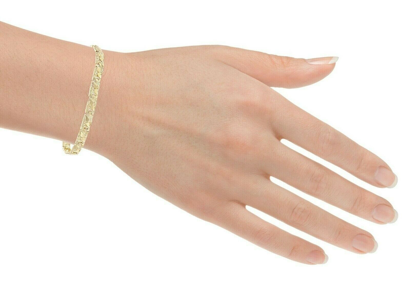 14k Yellow Gold Nugget Bracelet Adjustable 7.5" 5.5mm 12.5 grams - 7.5"