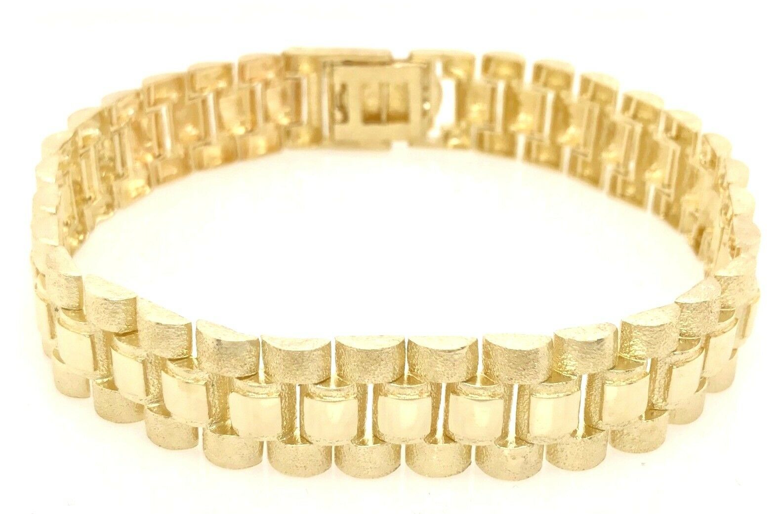 10k Yellow Gold Watch Link Chain Bracelet Adjustable 7.5" - 8" 14.8mm 33.5 grams