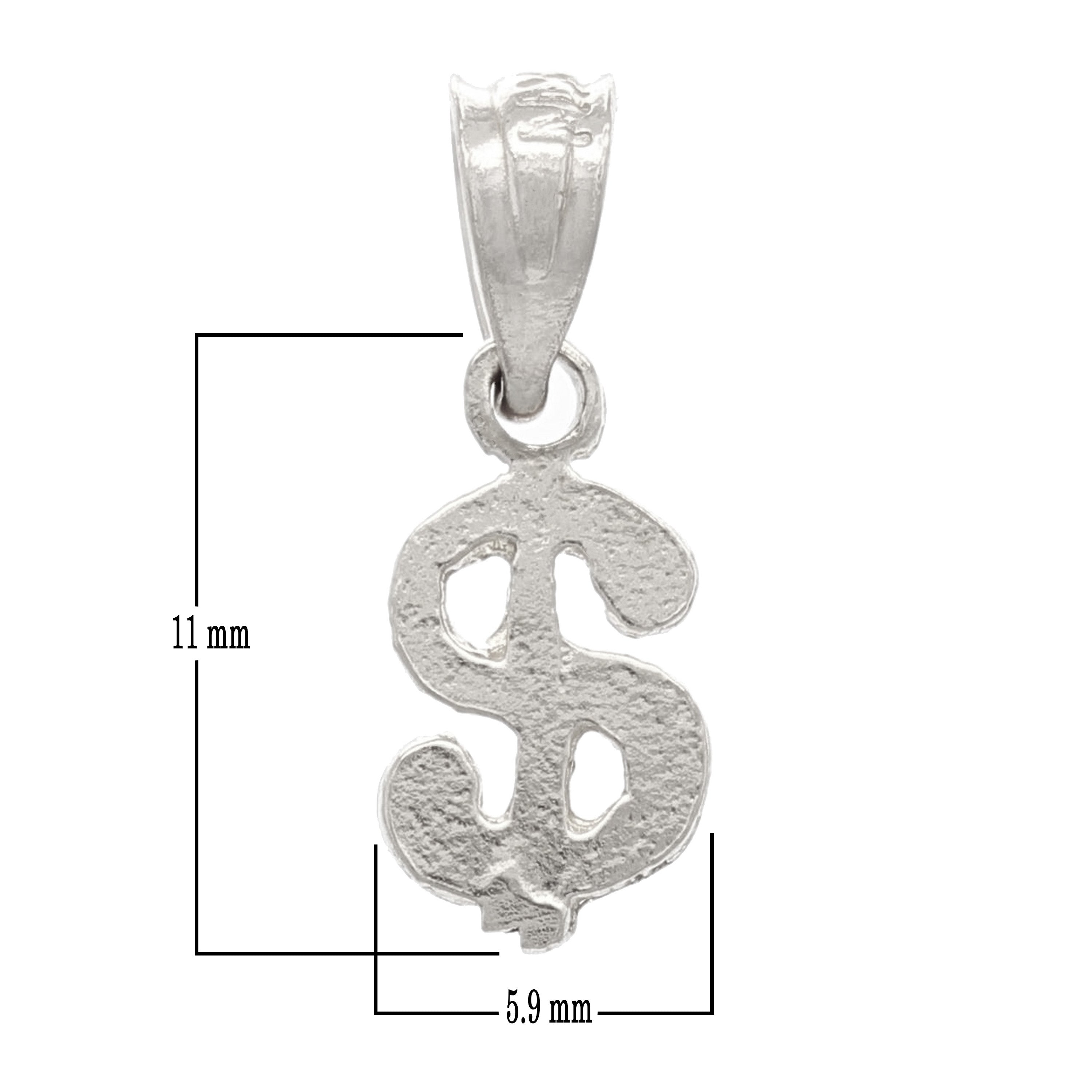 14k White Gold Money Dollar Sign Charm Pendant 0.5 gram Small - White