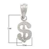14k White Gold Money Dollar Sign Charm Pendant 0.5 gram Small - White