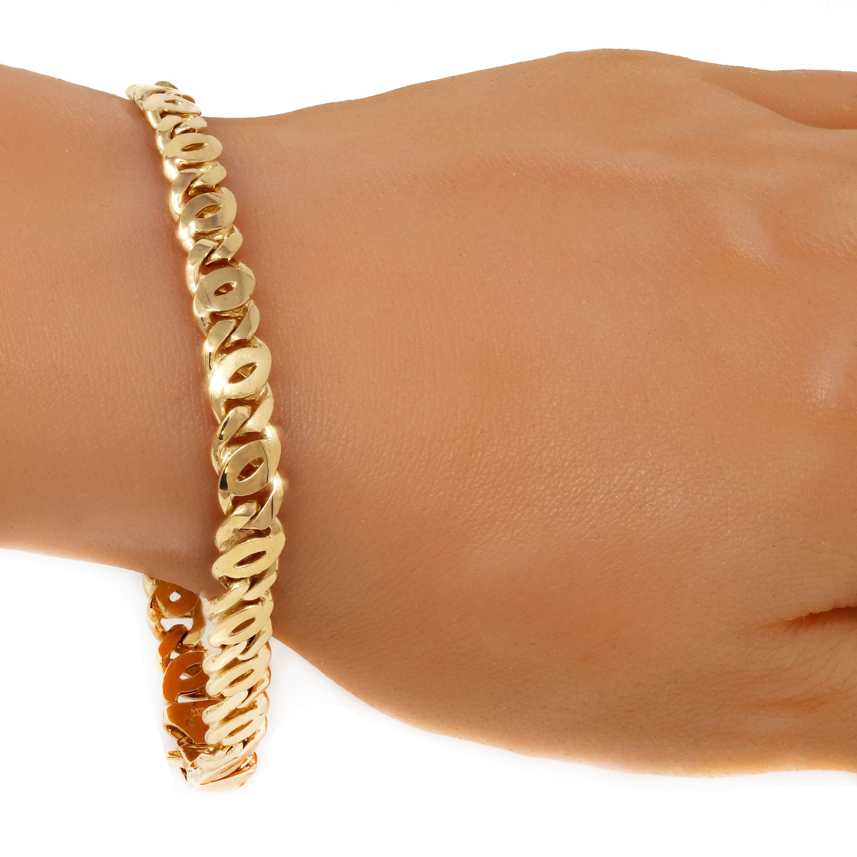 14k Yellow Gold Solid Handmade Link Chain Bracelet 9.25" 8mm 32.9 grams