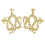 14k Yellow Gold Solid Detailed Good Luck 3D Dragon Charm Pendant 1.8" 13.5 grams